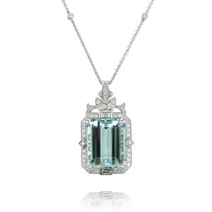 Art Deco Aquamarine and Diamond Pendant