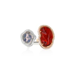 Dual Opal and Diamond Cocktail Ring