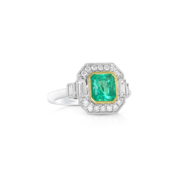 Emerald and Diamond Halo Ring - Image 3