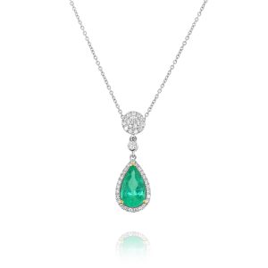 Pear Emerald and Diamond Pendant