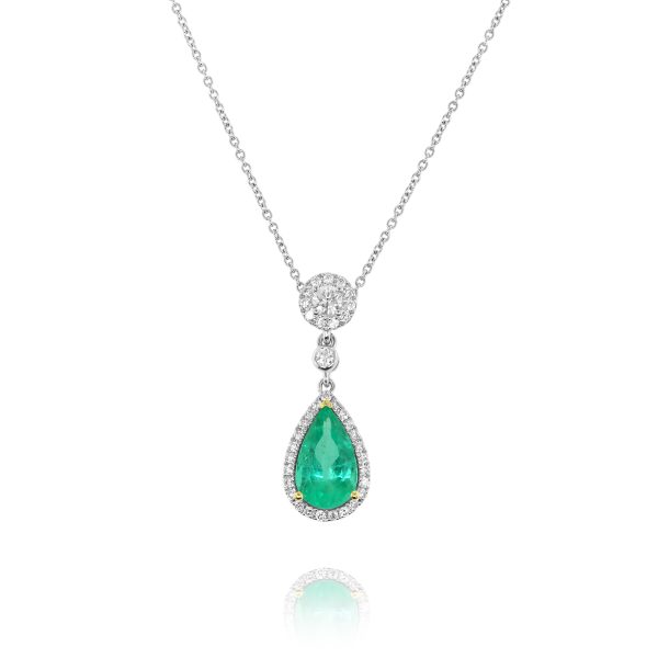 Pear Emerald and Diamond Pendant