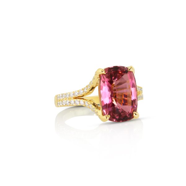 Cushion Pink Tourmaline Diamond Ring - Image 2