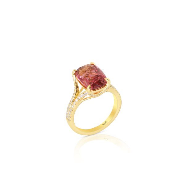 Cushion Pink Tourmaline Diamond Ring - Image 3