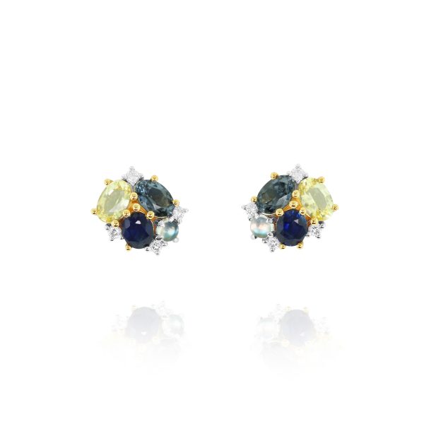 Moonstone & Blue Sapphire Earrings - Image 2