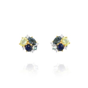 Moonstone & Blue Sapphire Earrings