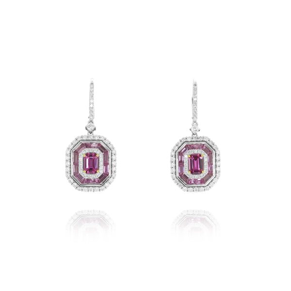 Pink Sapphire and Diamond Statement Earrings - Image 2