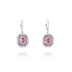 Pink Sapphire and Diamond Statement Earrings