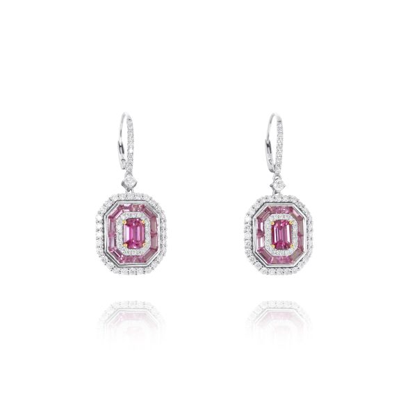 Pink Sapphire and Diamond Statement Earrings