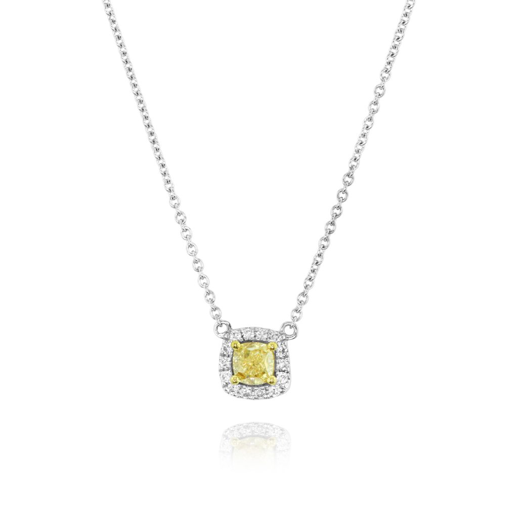 Cushion Yellow Diamond Pendant