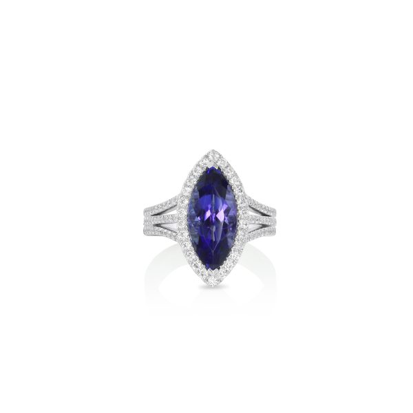 Marquise Tanzanite Halo Ring - Image 2