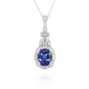 Cushion Tanzanite Pendant Necklace