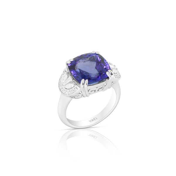 Cushion Tanzanite & Baguette Diamond Ring - Image 2