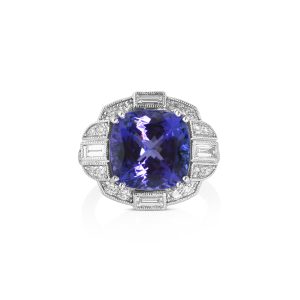 Tanzanite & Baguette Diamond Ring