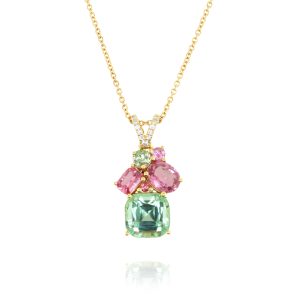 Pink & Green Tourmaline Drop Pendant