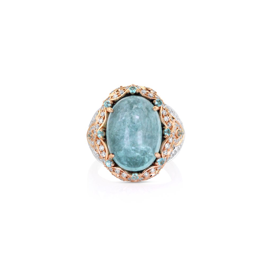 Rose Gold Scroll Paraiba Ring