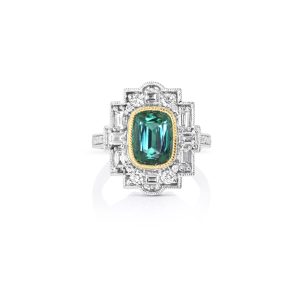 Deco Tower Green Tourmaline Ring