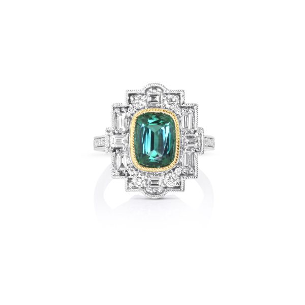 Deco Tower Green Tourmaline Ring