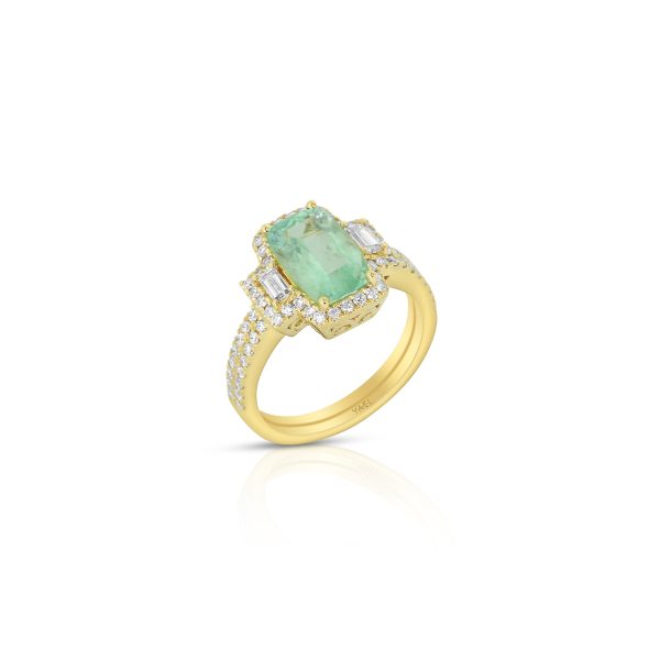 Emerald-Cut Paraiba and Baguette Diamond Ring - Image 3