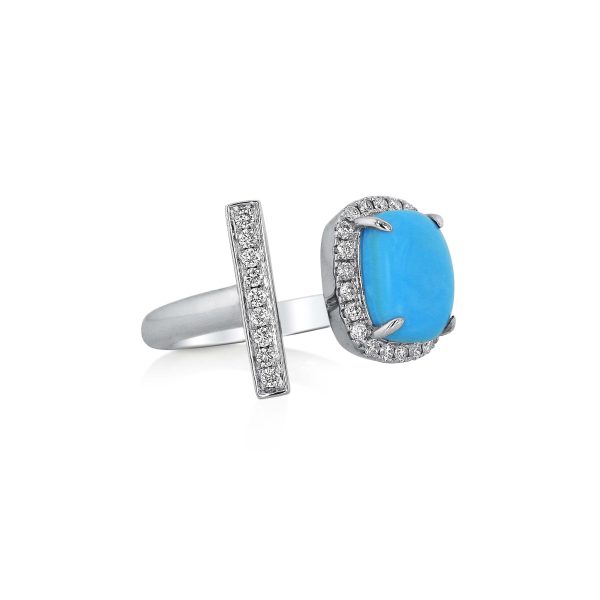 Turquoise and Diamond Bar RIng - Image 2