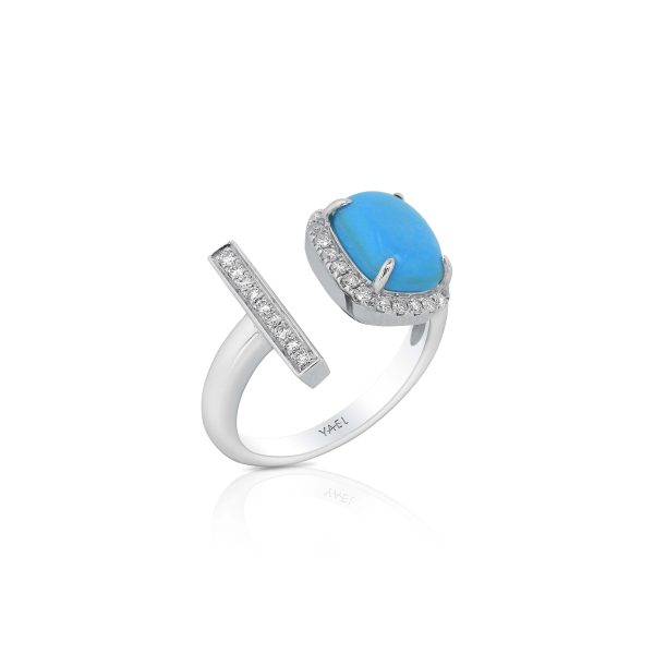 Turquoise and Diamond Bar RIng - Image 3
