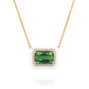 Green Tourmaline Enamel Pendant
