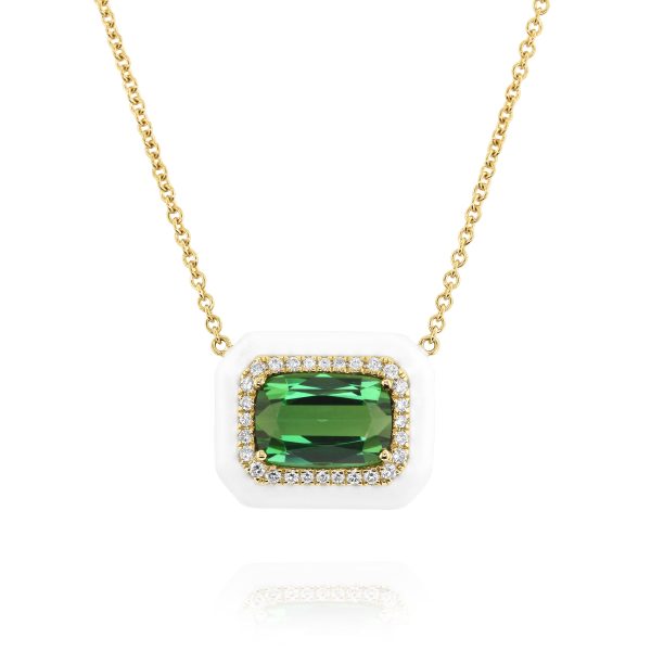Green Tourmaline Enamel Pendant