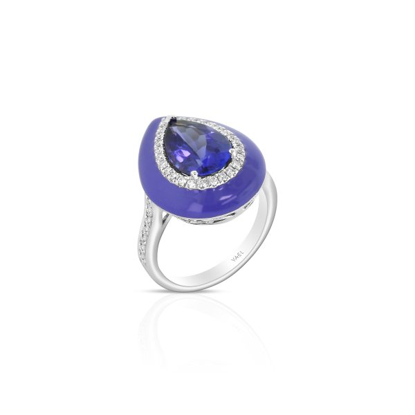 Pear Tanzanite Enamel Ring - Image 2