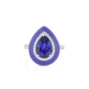 Pear Tanzanite Enamel Ring