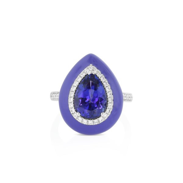 Pear Tanzanite Enamel Ring