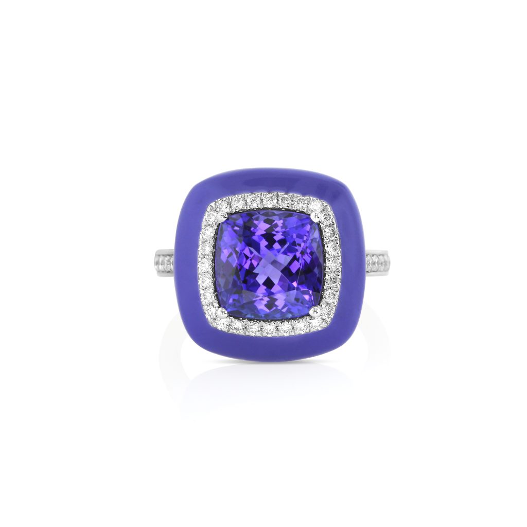 Tanzanite Blue Enamel Ring