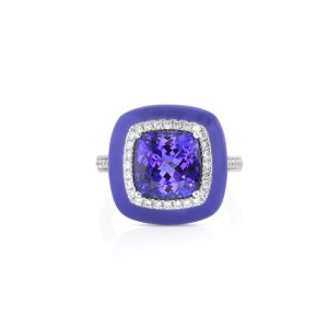 Tanzanite Blue Enamel Ring
