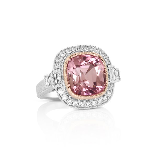 Oval Pink Tourmaline Two-Tone Ring - Image 2