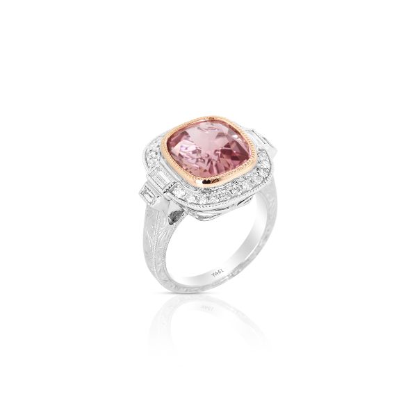 Oval Pink Tourmaline Two-Tone Ring - Image 3