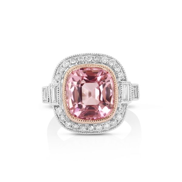 Oval Pink Tourmaline Two-Tone Ring