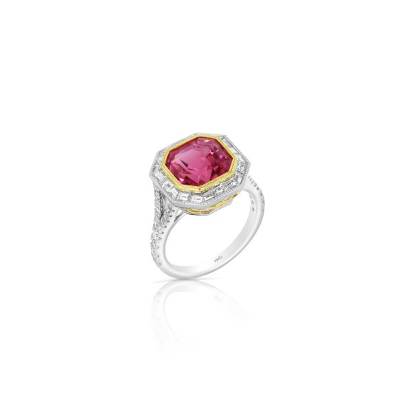 Re angular Pink Tourmaline Diamond Ring - Image 3
