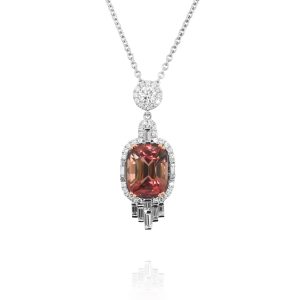 Vertical Pink Tourmaline Baguette Pendant