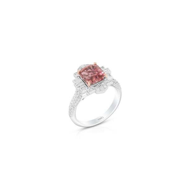 Cushion Pink Tourmaline Diamond Ring - Image 3