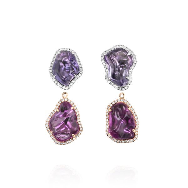 Purple Sapphire Freeform Earrings - Image 2