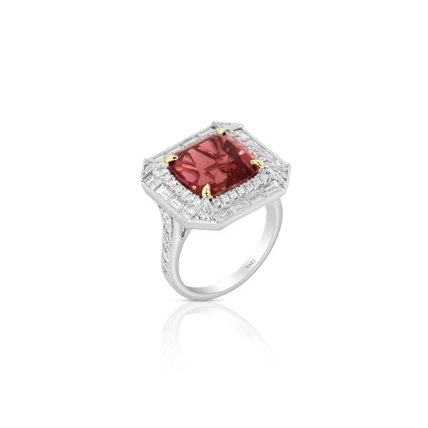 Radiant Pink Tourmaline Baguette Ring - Image 3