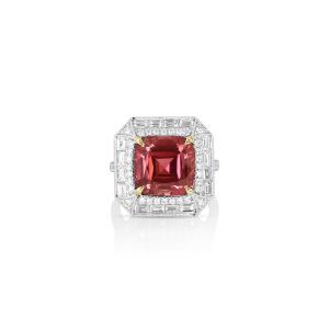 Radiant Pink Tourmaline Baguette Ring