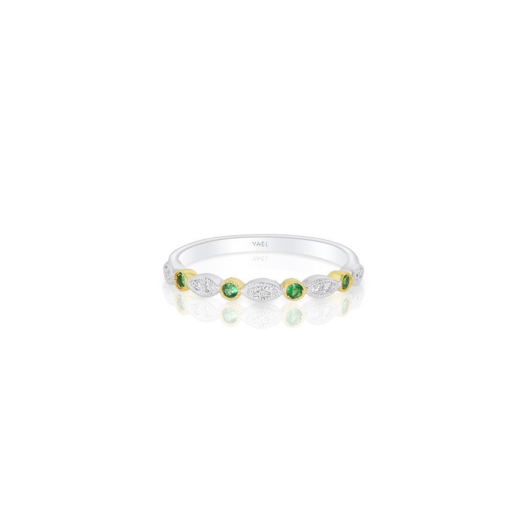 Tsavorite & Diamond Petite Stackable Band