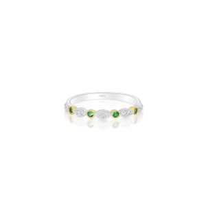 Tsavorite & Diamond Petite Stackable Band