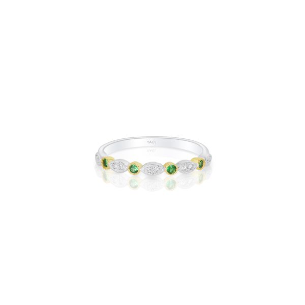 Tsavorite & Diamond Petite Stackable Band