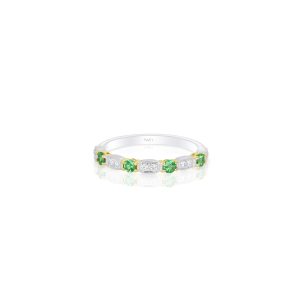 Tsavorite & Diamond Stackable Band