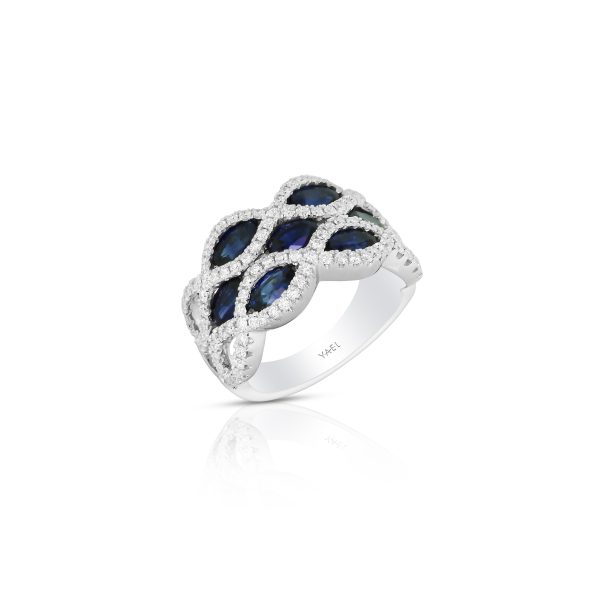 Marquise Wave Blue Sapphire Ring - Image 2