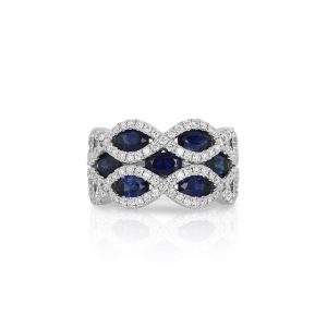 Marquise Wave Blue Sapphire Ring
