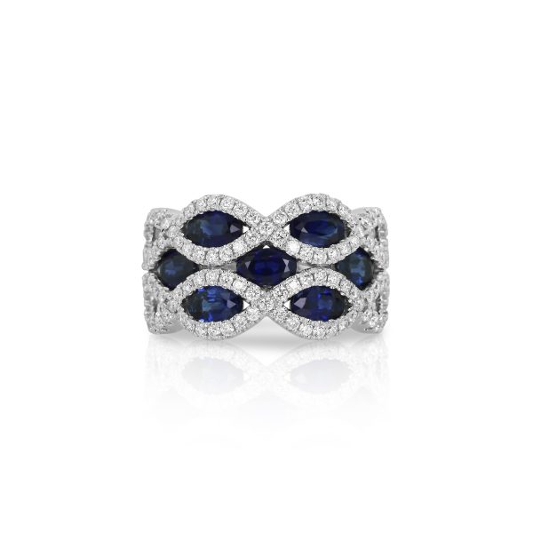 Marquise Wave Blue Sapphire Ring