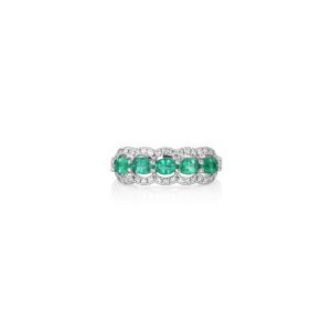 Oval Emerald & Diamond Band