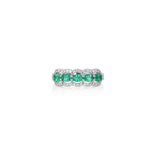 Oval Emerald & Diamond Band
