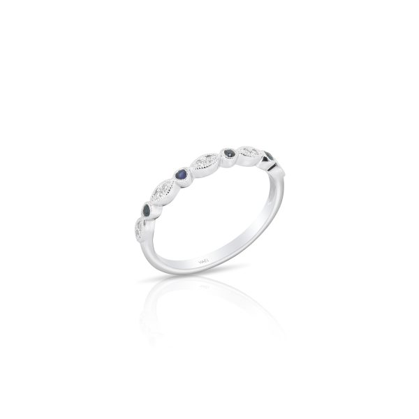 Petite Sapphire & Diamond Stackable Band - Image 2